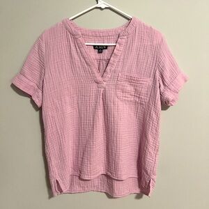 J. Crew v-neck soft gauze, popover short sleeve top pale orchid pink X-small